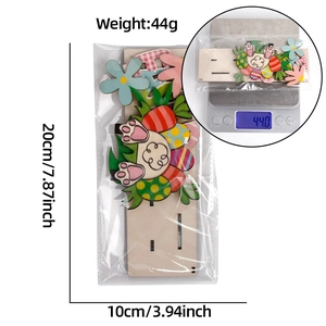 Easter wooden bunny egg tabletop decor measuring 20cm by 10cm with lightweight design