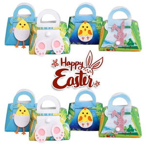 Easter felt gift bags with cartoon bunny and chick designs for candy packaging