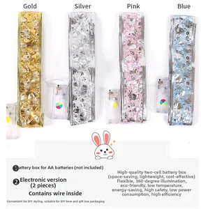 Detail of LED ribbon lights with rabbit patterns and internal wire for DIY shaping