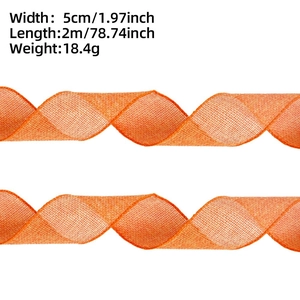 Detailansicht eines 5cm breiten orangefarbenen Netzbandes mit Webstruktur