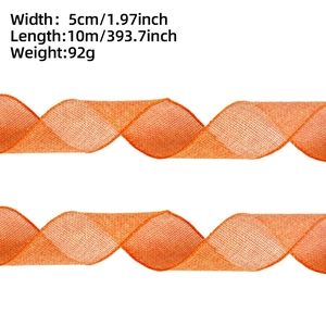 Detail von 5 cm orangefarbenem Poly-Mesh-Band mit halbtransparenter Textur für Geschenke