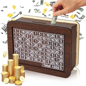 Wooden Money Box With Counter Goals Target Savings Box For Kids Adults Dollar Euro Goal Target Money Saving Box Decor
