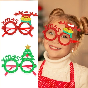 Lunettes de Fête Pailletées de Noël Renne Sapin de Noël Lettres Xmas Lunettes Décoratives pour Enfants Accessoires Photo