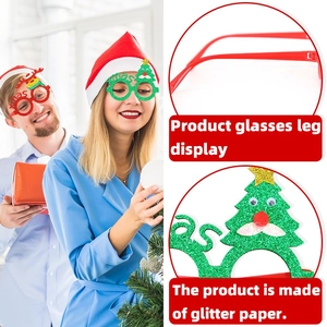 Christmas reindeer and tree glitter glasses for holiday party photo booth props set