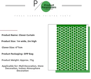Detailed specs for green shamrock fringe curtain, 1x2m size for St. Patrick's Day decor