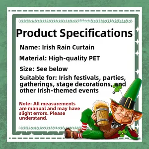 Close-up of green St. Patrick's Day PET tinsel fringe curtain for party backdrops