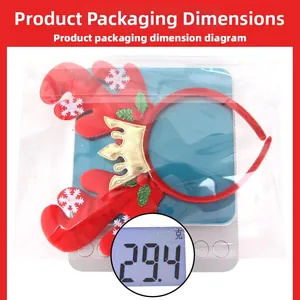 Detailed view of the Christmas reindeer antler headband weight and OPP bag packaging