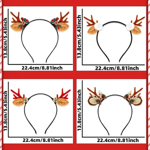 Spécifications de taille pour quatre serre-têtes festifs de bois de renne de Noël