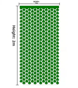 Green shamrock foil fringe curtain for St. Patrick's Day party backdrop, 1m x 2m size