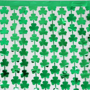 Green shamrock foil fringe curtain backdrop for Saint Patrick's Day party decorations