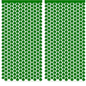 St Patrick's Day Shamrock Tinsel Curtain Green Clover Foil Fringe Door Curtain For Festive Party Decoration Wall Backdrop