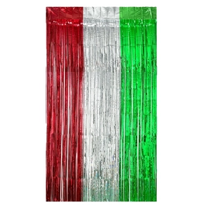 Red silver and green foil fringe curtain for St. Patrick's Day party decorations