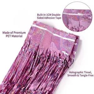 Rideau de pluie laser rose violet de 2,5 m pour décoration murale de mariage et fête