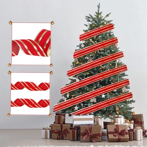 Ruban de Noël en velours rouge de 2M avec rayures dorées pour sapin et couronnes