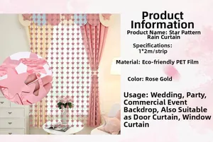 Detail of rose gold pentagram rain silk curtain made of eco-friendly PET film material