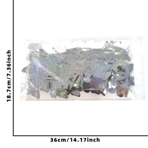 Detailed size specification for holographic silver butterfly party garland decorations