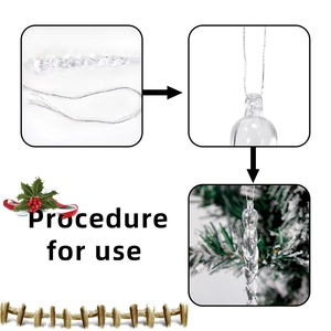 Transparent spiral icicle Christmas ornaments with silver cords for tree decoration