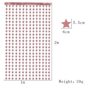 2-meter pink star foil fringe curtain for birthday party backdrop decoration