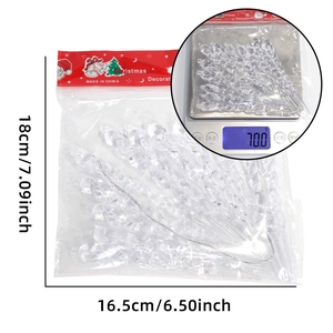Christmas clear plastic icicle hanging ornaments set with size measurements 18x16.5cm