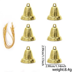 Lot de 6 cloches de Noël dorées avec découpes d'étoiles pour décoration de sapin