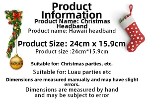 Christmas reindeer antler headband detail showing dimensions 24cm by 15.9cm for holiday parties