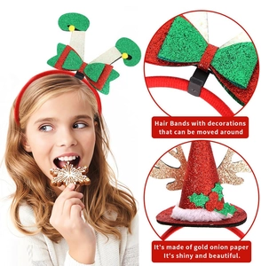 Detail showing the adjustable decorative elements on a festive Christmas headband accessory