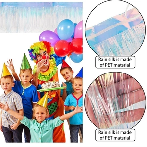 Iridescent PET rain silk curtain for festive party backdrop and birthday decoration