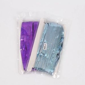 Sparkling 1x2M laser foil fringe curtains in purple and light blue for party backdrops