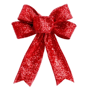 Christmas Glitter Bow Knot Hanging Decoration For Christmas Tree Home Holiday Party Decor Red Gold Silver Fabric Bows