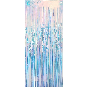 Iridescent foil fringe curtain for birthday party backdrop decoration with 2m length