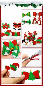 Detailansicht der glitzernden Weihnachts-Haarspangen mit Pailletten und Rentier-Motiv