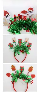 Detailed views of Christmas headbands with Santa, reindeer, gingerbread and gift box motifs