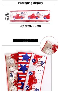 Close-up of patriotic 10cm ribbon with American flag truck and wired edge detail