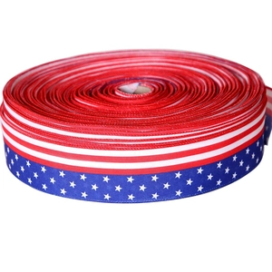 Close-up of July 4th American flag theme ribbon roll with star and stripe pattern
