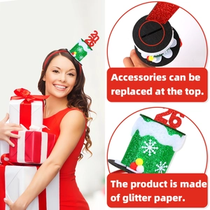 Christmas headband with mini green glitter hat featuring replaceable 2026 topper inserts
