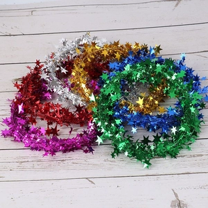 7.5m colorful star tinsel garland set for Christmas tree and party DIY decoration