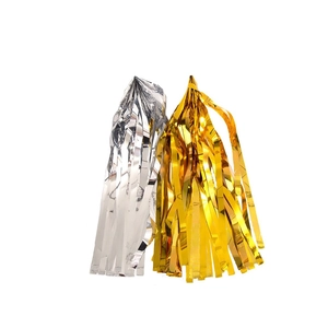 Golden and silver foil tassel garland set for festive party wall decoration backdrops