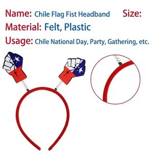 Chilean flag headband with red white and blue fist design for Independence Day party