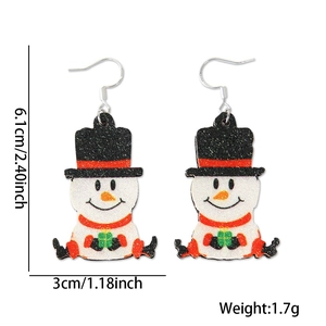 Detailed size specifications for festive snowman earrings with dimensions and weight