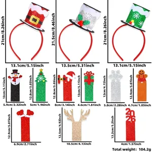 Sizing guide for glitter felt Christmas headbands with interchangeable party charms