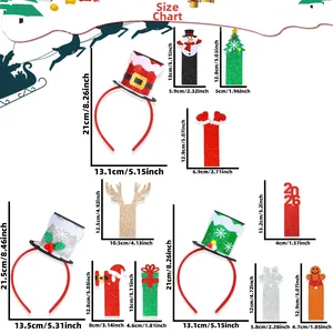 Christmas party headbands size chart showing 12 glitter felt hat styles for festive decor