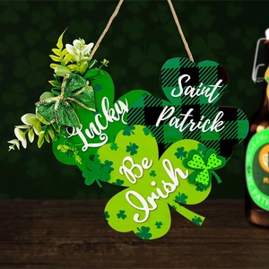 Panneau trèfle en bois avec nœud vert pour décoration murale de la Saint-Patrick irlandaise