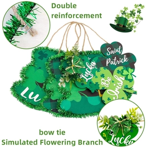 Panneau trèfle Saint-Patrick en bois avec texte Lucky Be Irish et nœud décoratif