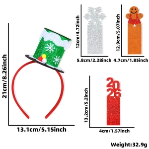 Christmas headband set with glitter hat and gingerbread inserts plus dimension details
