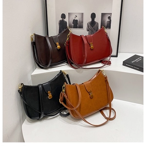 French style crescent underarm bags in dark coffee, burgundy, black and tan leather