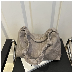 Sac à Épaule Nuage Plissé Français Femmes Imprimé Marbre Sac Cabas en Cuir PU Mode Navette Shopping Sac à Main