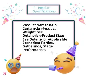 Detailed product specifications for light blue laser wave fringe curtain party decoration