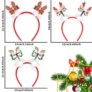 Detailed size chart for Christmas reindeer antler headbands with dimensions in cm and inch