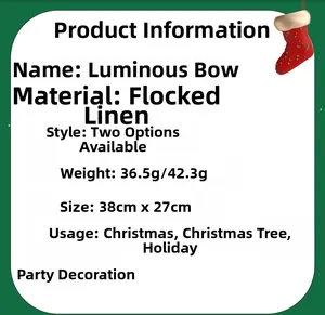 Specifiche del fiocco natalizio LED in velluto e lino, dimensioni 38cm per 27cm