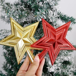 3D glitter star tree topper in gold and red for festive Christmas tree decorations